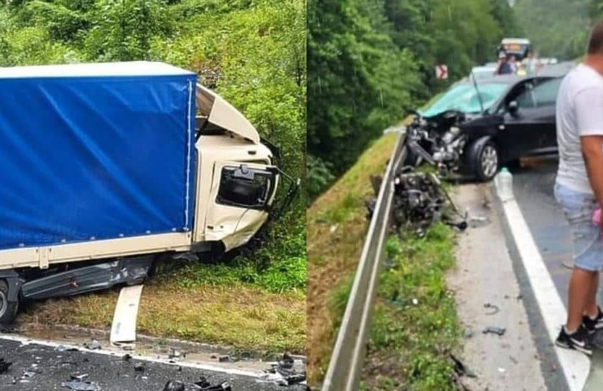 Teška saobraćajna nesreća na magistralnom putu M-17, sudarili se kamion i automobil