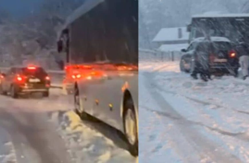 Snijeg izazvao saobraćajni kolaps: Autobus sletio sa ceste, saobraćaj je usporen kod Gračanice